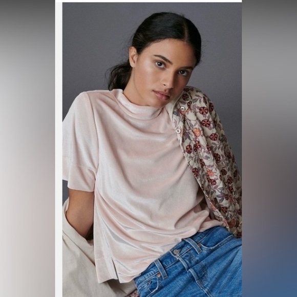 Anthropologie Tops - Anthropologie Krisha Velvet Mock Neck Top. Size Small.